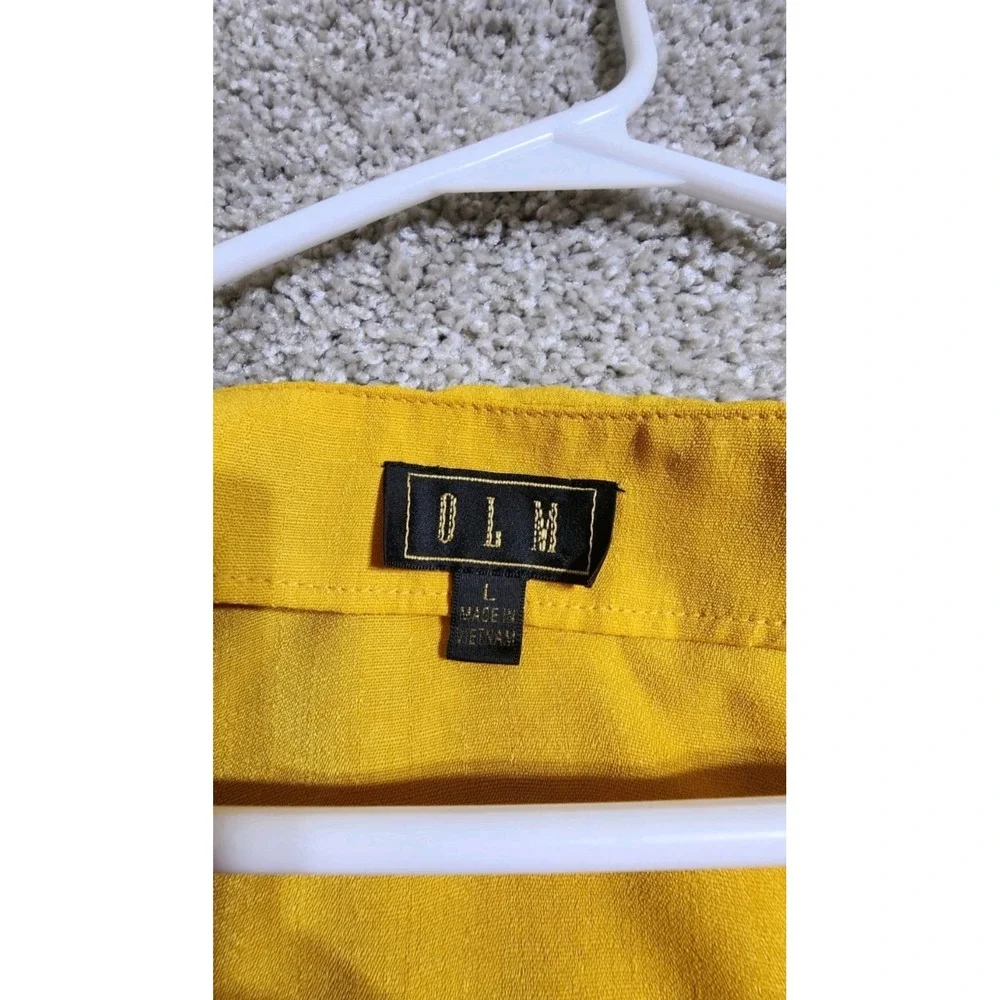 OLM Golden Yellow Milkmaid Style Cropped Blouse Cottagecore Puff Sleeve Top Lrg - Picture 5 of 9